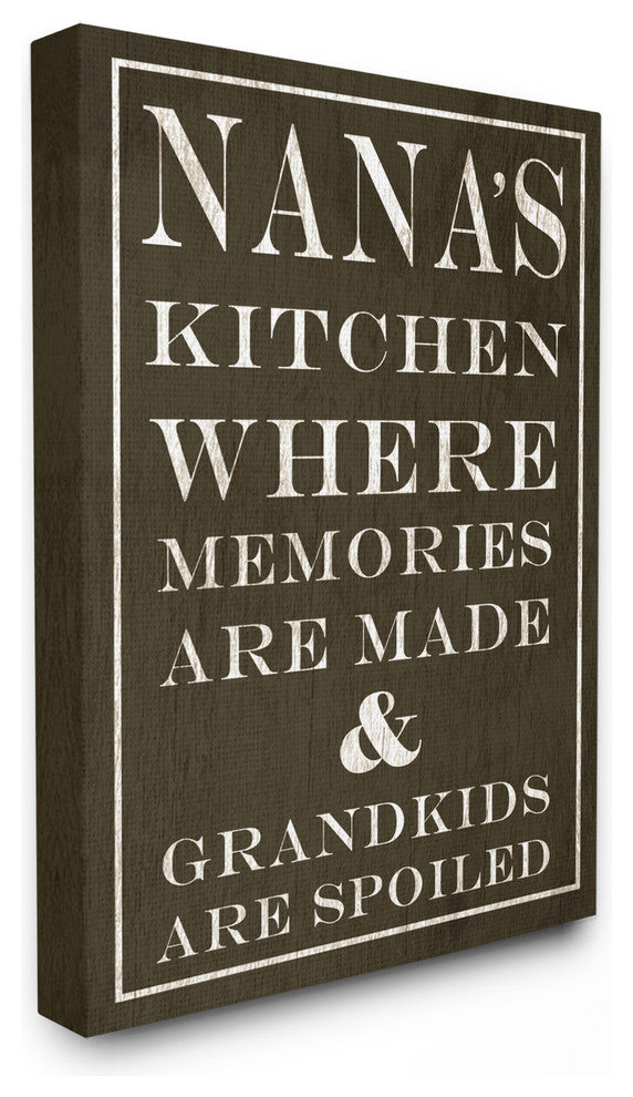 Nanas Kitchen and Spoiled Grandkids Dark  Stretched Canvas Wall Art, 30x40