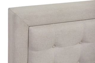 2-Pc Platform Full Size Bed Set, 1 Wood Bed Frame, Nightstand Mist Beige Fabric