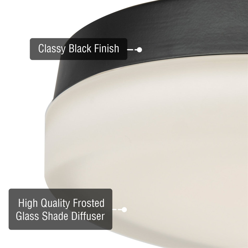Kira Home Luna 11" Flush Mount Ceiling Light, Integrated 25W LED, Frosted Glass
