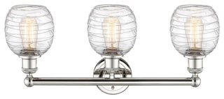 Belfast 3-Light 24" Bath Vanity Light, Polished Nickel, Deco Swirl