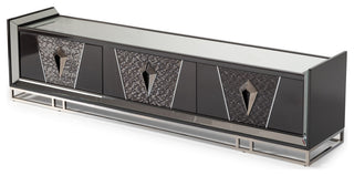 Carmela Media Cabinet Glossy Charcoal Sand
