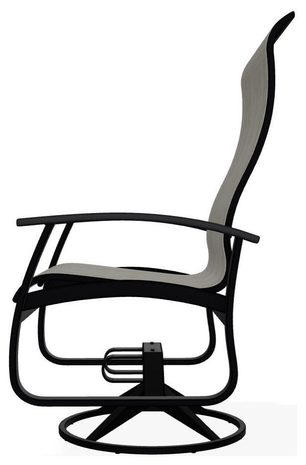 Belle Isle Sling Outdoor Swivel Rocker, Smoke/Black