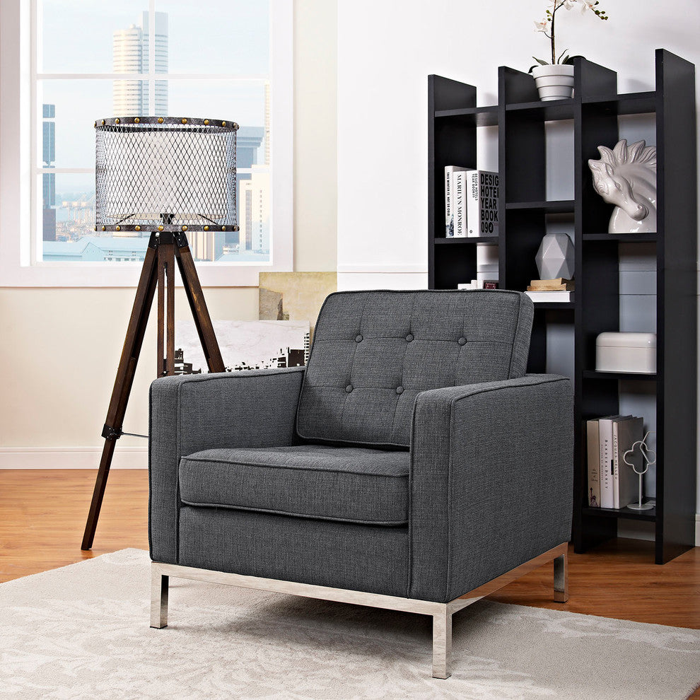 Loft Upholstered Fabric Armchair, Gray