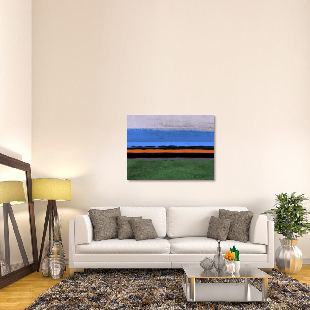 "Abstract Stripe Theme Orange And Blue" Fine Art Print