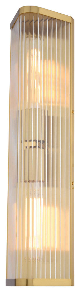 Barbier 2-Light Antique Gold Brass Modern Wall Sconce, Bathroom Vanity Fixture, Antique Gold