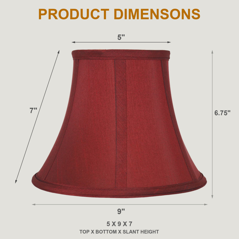 Bell Lamp Shade, 5x9x7", Burgundy, Single