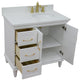37" Single Vanity, White Finish With White Engineered Stone Top