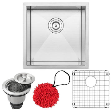 17.5" Zero Radius Undermount 16-Gauge Stainless Steel Kitchen and Bar Sink, Sink