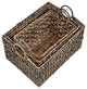 Quinn Cottage Woven Hyacinth Rectangular Storage Baskets With Handles, Set of 3
