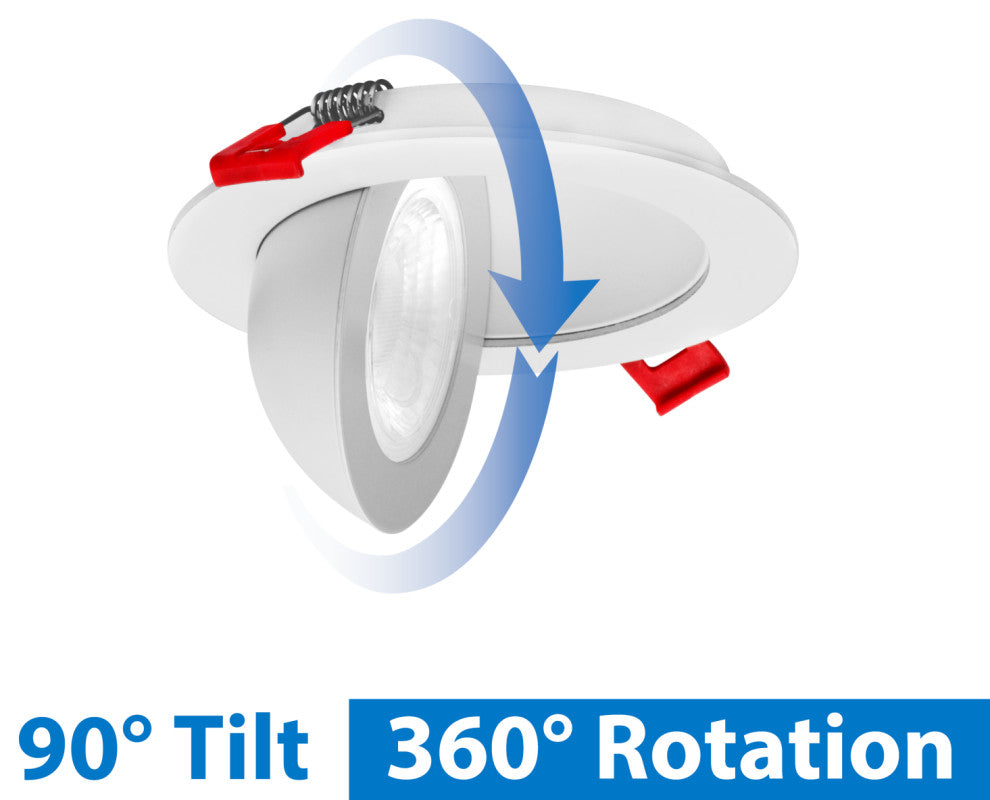DGF 4" Selectable Canless Floating Gimbal LED Recessed Downlight, White