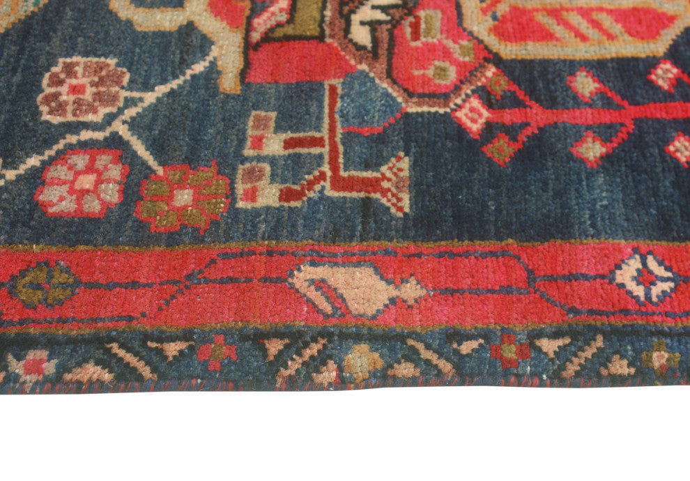 Fine Vintage Distressed Aeker Navy/Purple Runner, 2'3x9'9