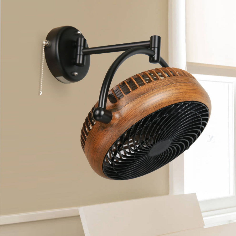 Whose Lamp 8-inch Wall Fan Walnut Finish, Walnut Finis