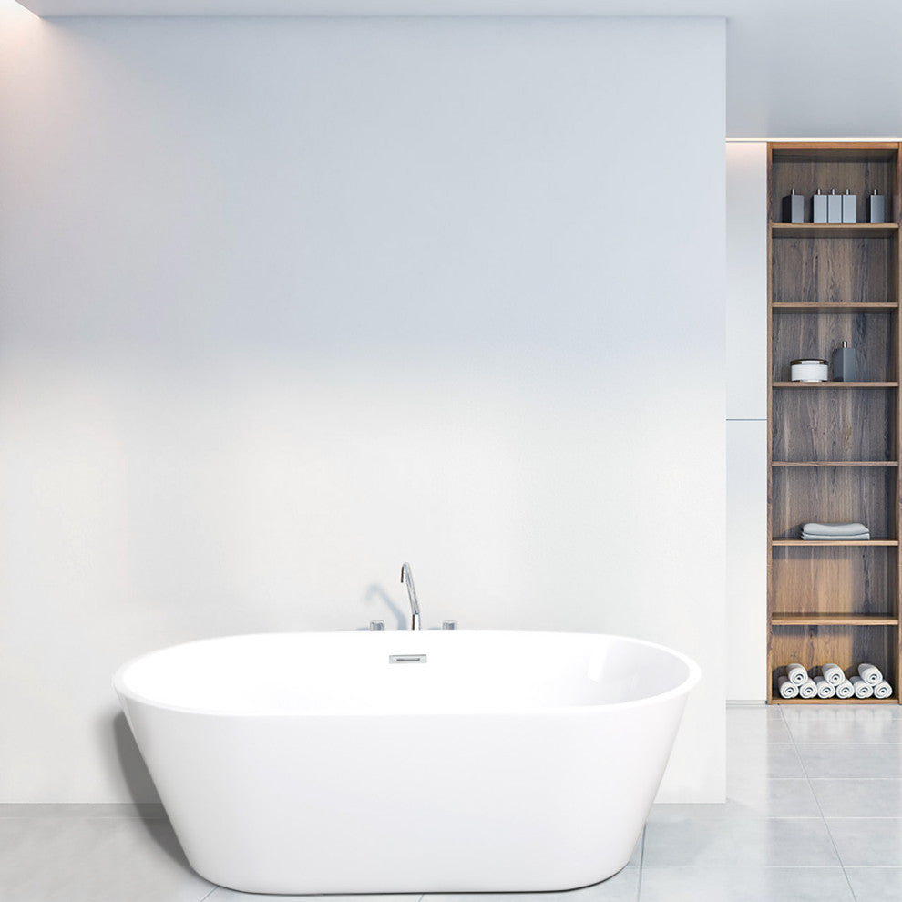 Acrylic Freestanding Soaking Bathtub, 67"