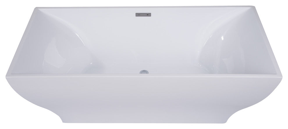 ALFI brand AB8840 67 Inch White Rectangular Acrylic Free Standing Bathtub