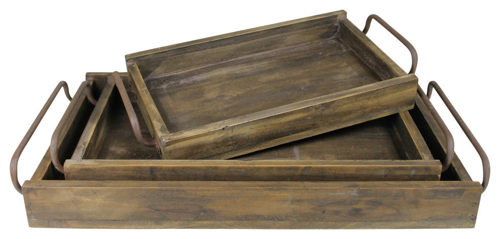 Set of Three Wooden Trays