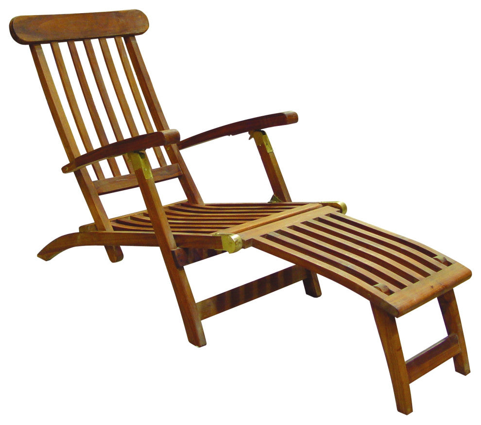 Nordic Style Teak Oiled Sun Lounger and Outdoor Seat
