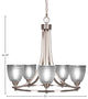 Paramount 5-Light Chandelier, Brushed Nickel, 5" Clear Ribbed Glass
