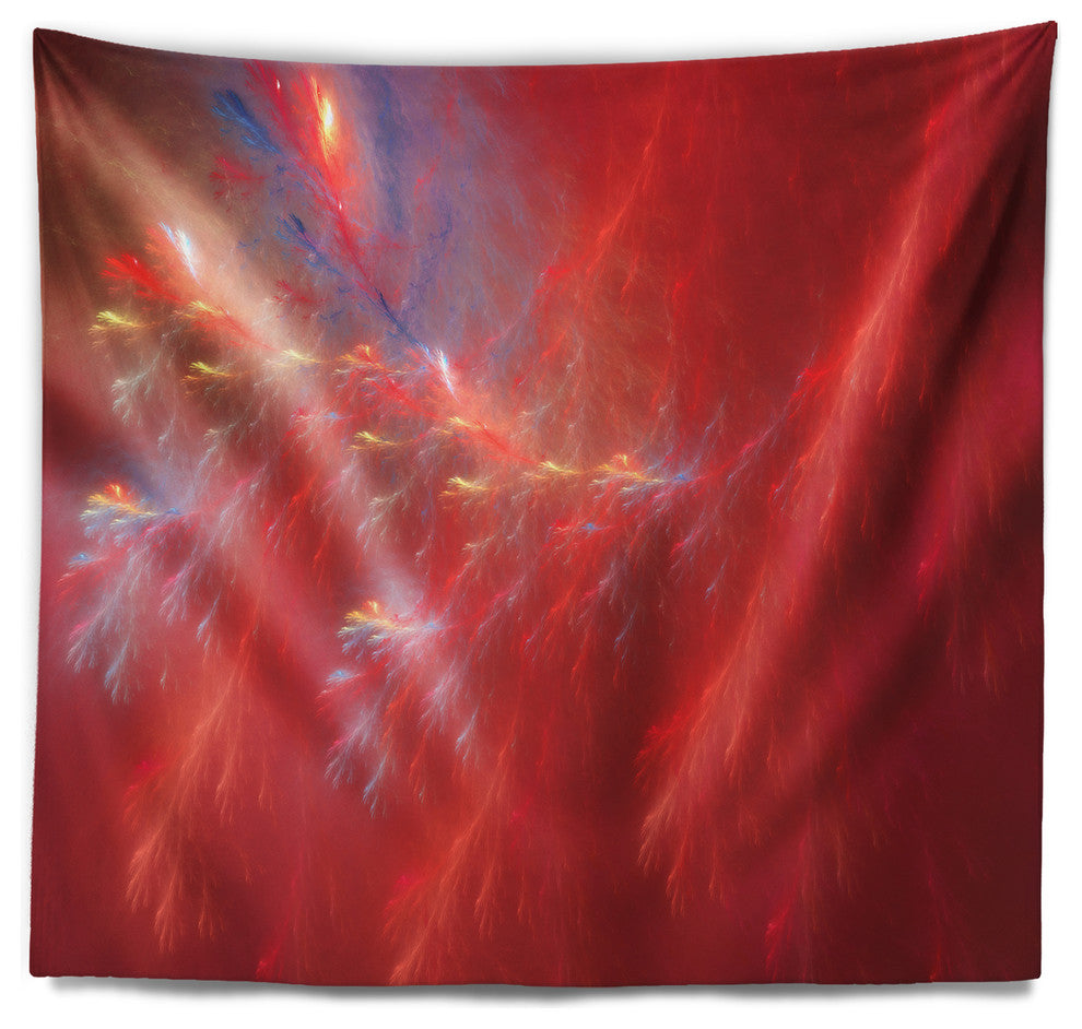 Mystic Red Thunder Sky Abstract Wall Tapestry, 92"x78"