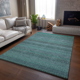 Premium Machine Washable Mayfield AMF527 Turquoise 8' x 10' Rug