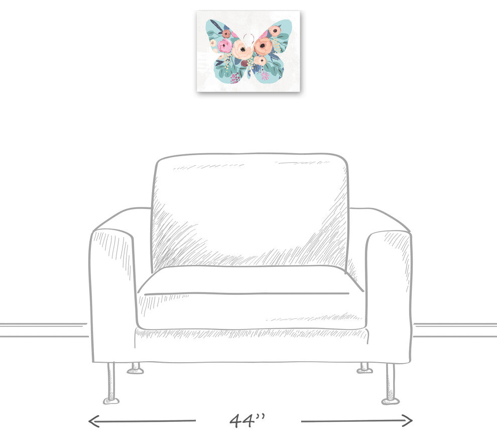Floral Butterfly 14x11 Canvas Wall Art