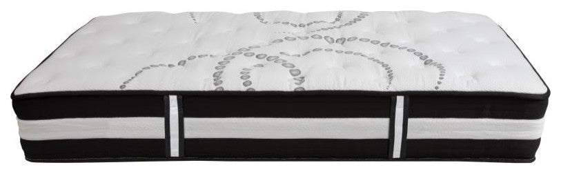 14" Metal Platform Bed Frame, 12" Pocket Spring Mattress & Memory Foam Topper, Black, Twin