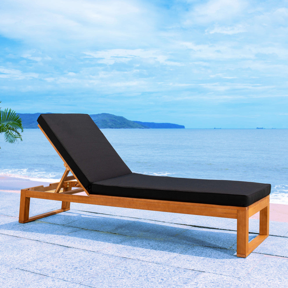 Safavieh Solano Sunlounger, Natural Wood/Black