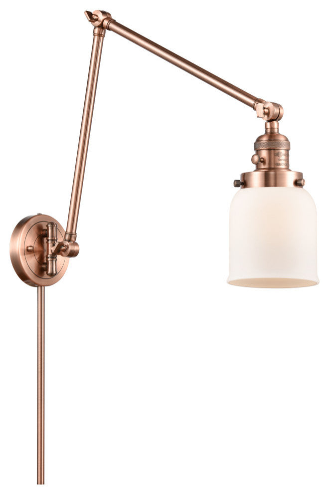 Bell Swing Arm With Switch, Antique Copper, Matte White, Matte White