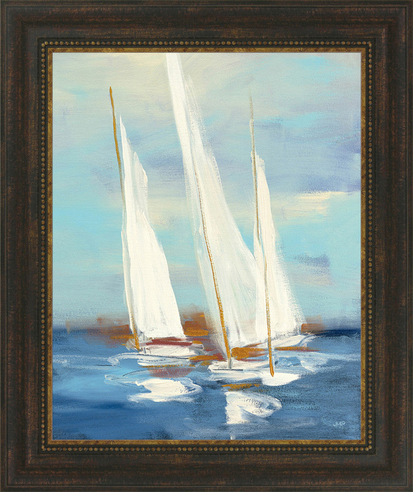 "Summer Regatta III" By Julia Purinton, Framed Wall Art, Ready to Hang
