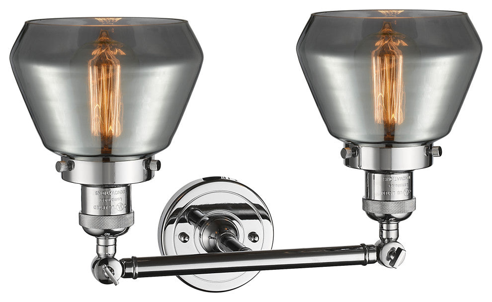 Fulton 2-Light Bath Fixture, Smoked Glass, Polished Chrome