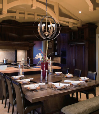 Luna 6 Light Bronze & Gold Sphere Large Chandelier