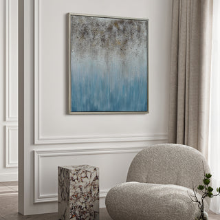 Blue Shadow Abstract Textured Metallic Hand Painted Wall Art by Martin Edwards
