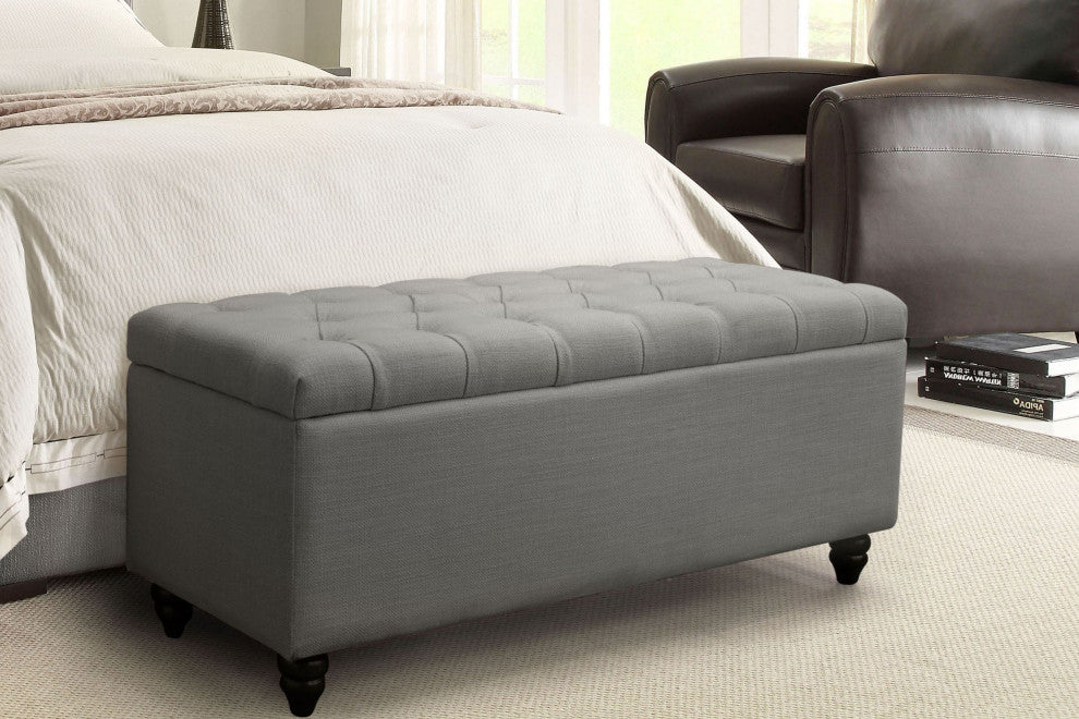 Park Ave Tufted Storage Trunk, Gray