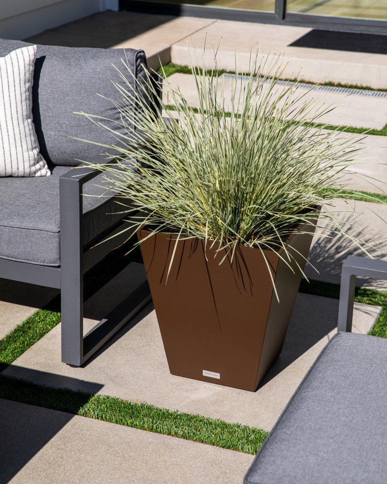Nobleton Square Planter, Espresso, 18 Inch, 2 Pack