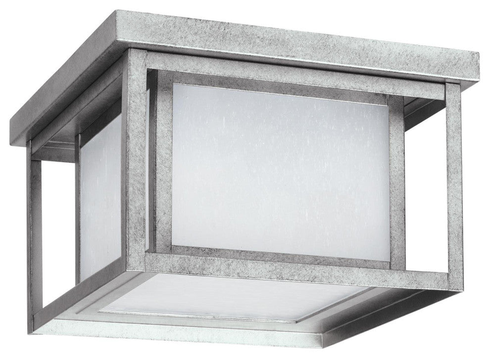 Hunnington LED Outdoor Ceiling Flush Mount, Weathered Pewter