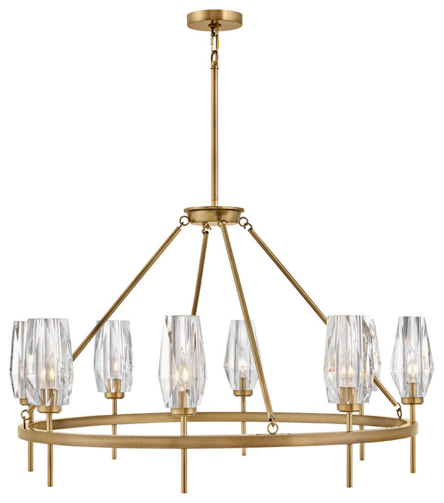 Ana Large Single Tier Chandelier in Heritage Brass