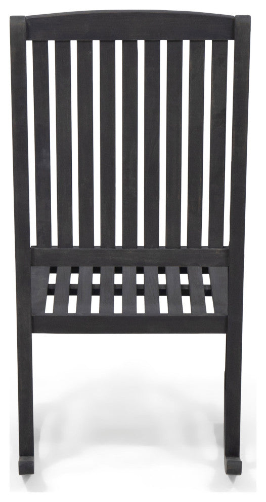 Myrna Outdoor Acacia Wood Rocking Chair, Dark Gray Finish