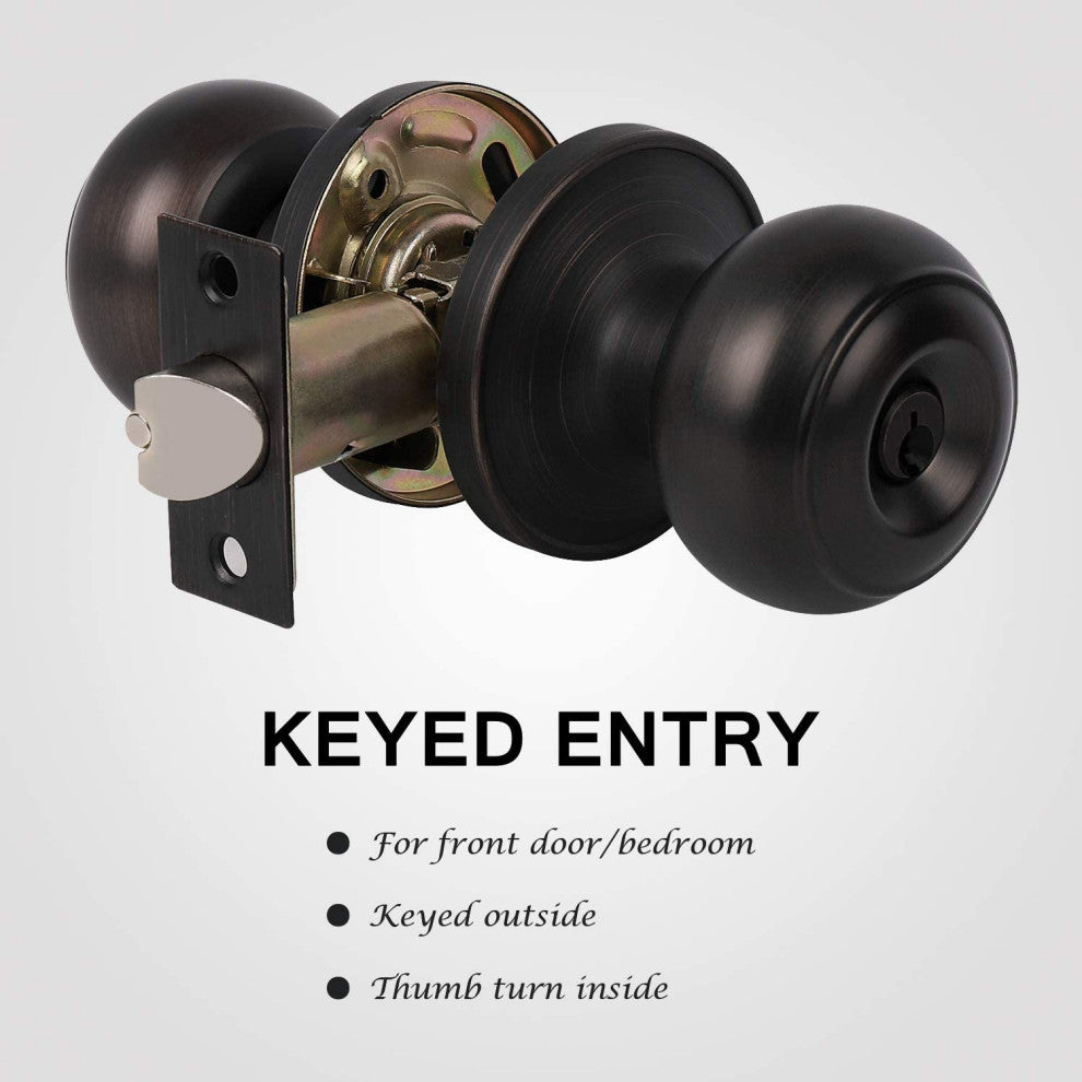 Keyed Entry Door Knob Exterior Doorknob with Key, 1 Piece Set