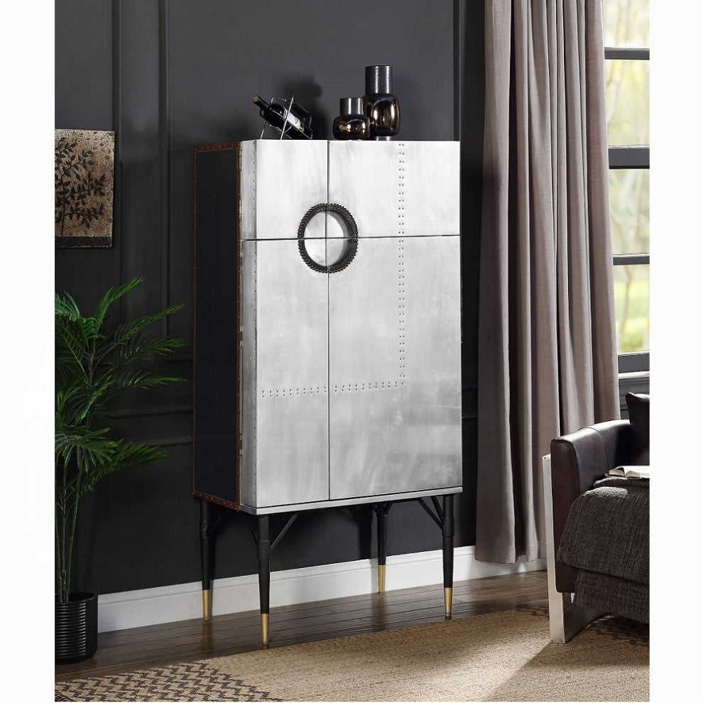 Yoela Wine Cabinet, Leather, Aluminum