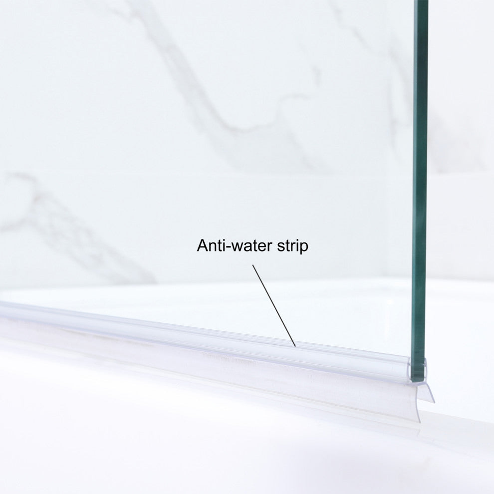 Napoli 34" W x 58" H Hinged Frameless Tub Door, Matte Black