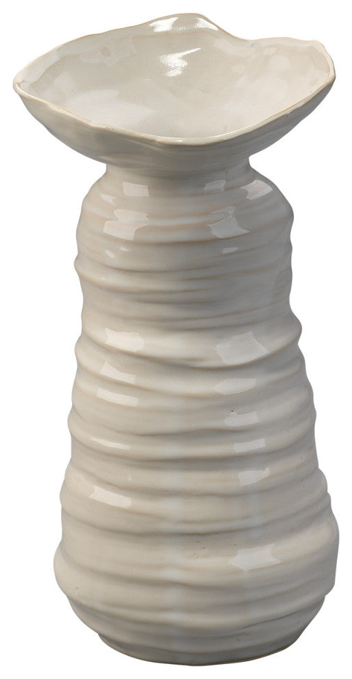 Medium Marine Vase, Pearl Cream Ceramic