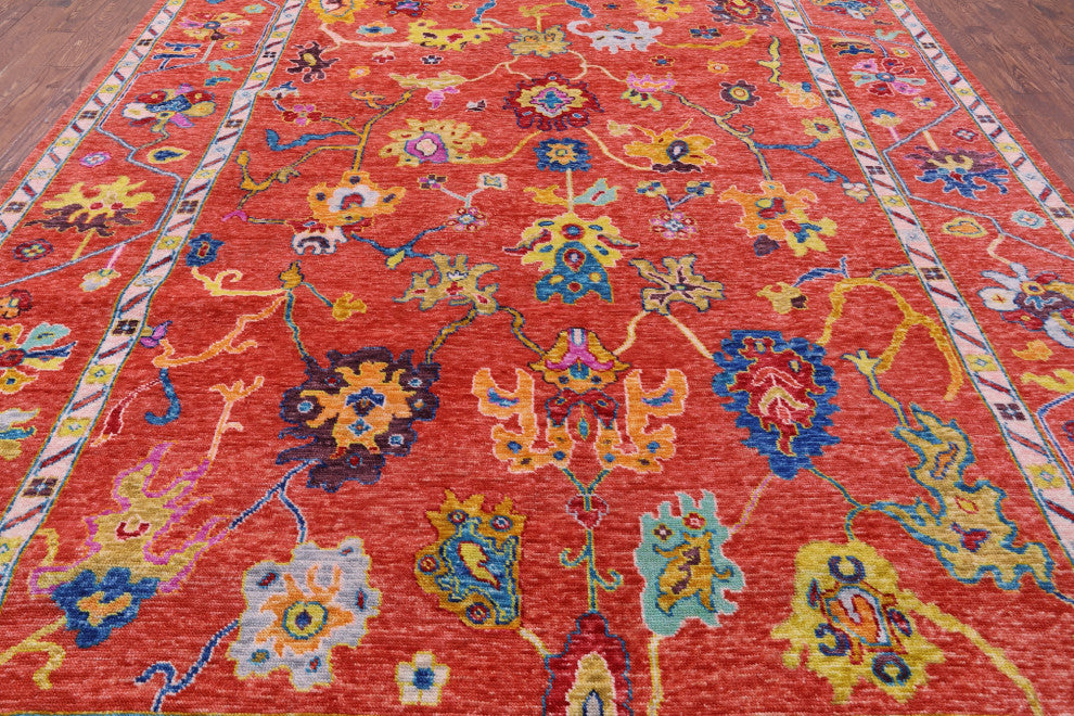 10' 4" X 13' 8" Hand Knotted Turkish Oushak Wool Rug - Q14785