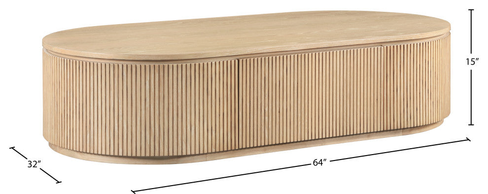 Moana Wood Storage Coffee Table, Natural, 64" W X 32" D