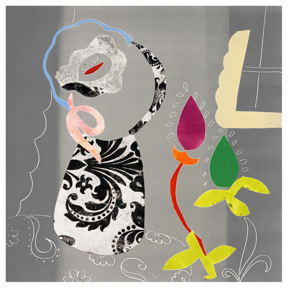 "Still Life with Damask Vase" Digital Paper Print by Joan Elan Davis, 26"x26"