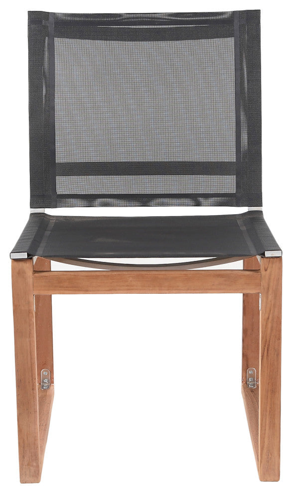 Tulum Waterproof Fabric Mesh Outdoor Patio Dining Side Chair, Black, Side Chair