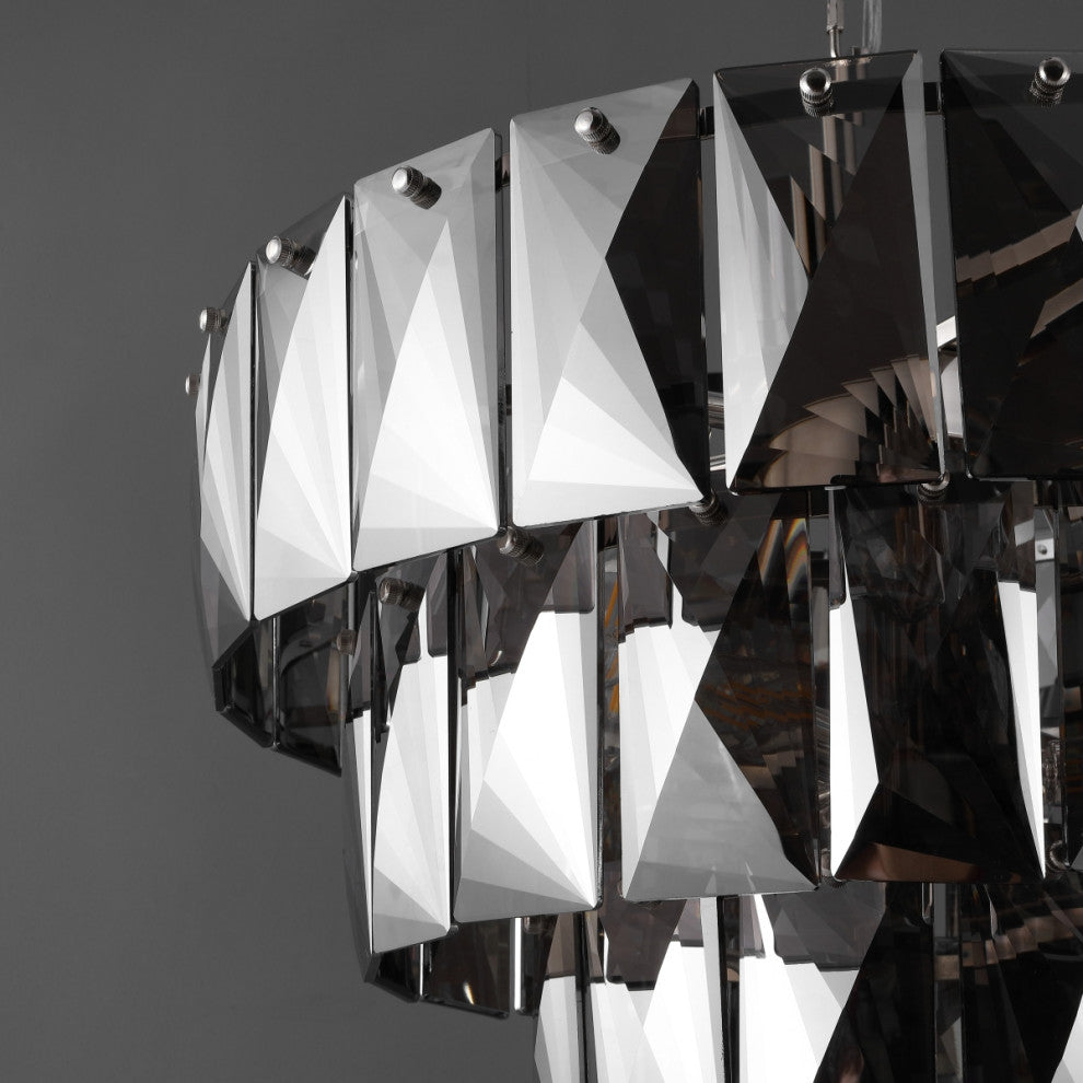 Safavieh Couture Jaylee Crystal 4 Tier Chandelier, Nickel/Dark Grey