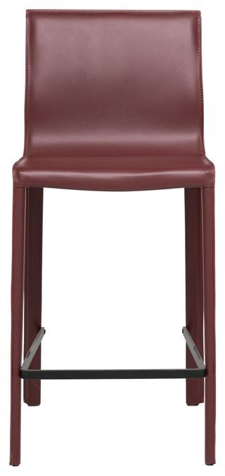 Elite Living Stan Leather 26" Counter Height Bar Stool, Deep Red
