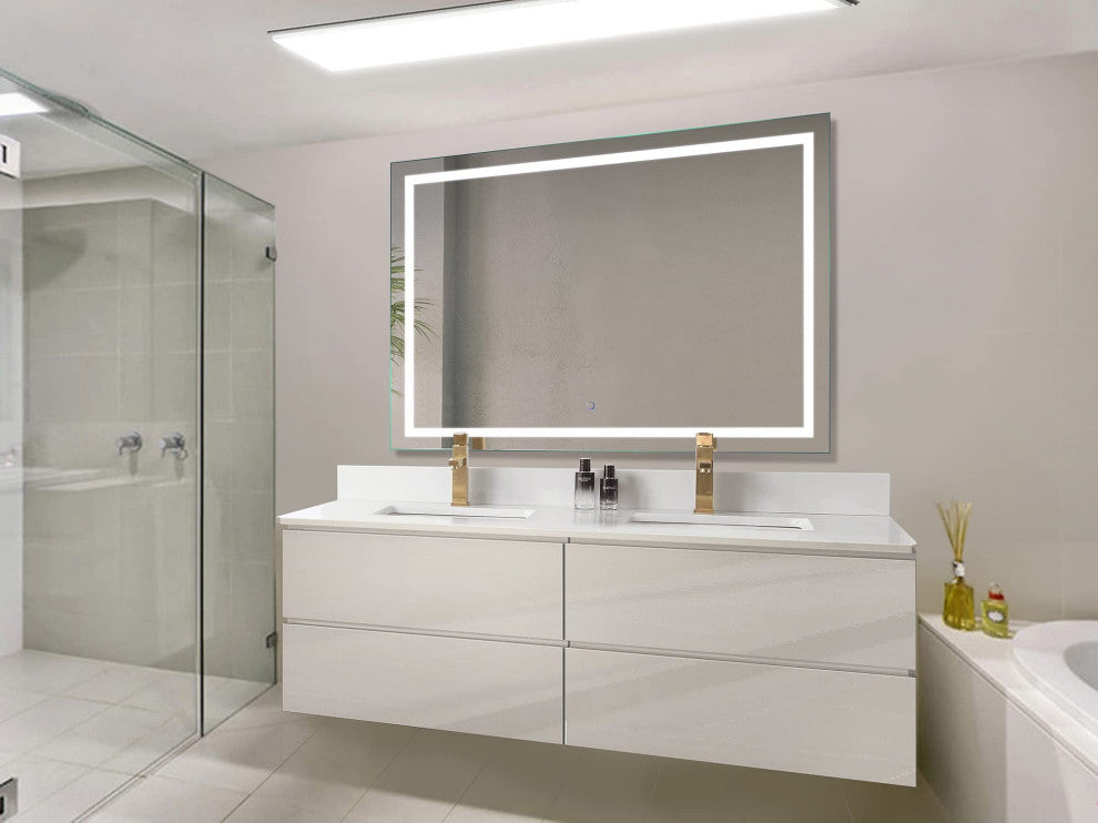 Krugg LED Bathroom Mirror, Lighted Vanity Mirror Dimmer and Defogger, 54x36