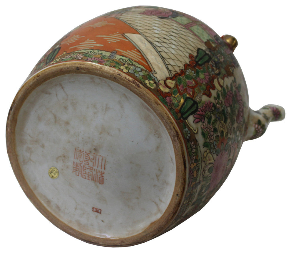 Chinese Oriental Porcelain People Scenery Teapot Shape Container Decor Hws781