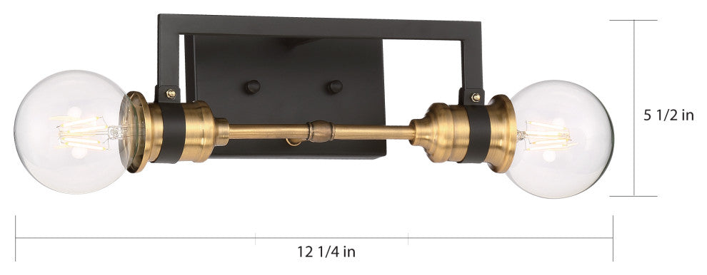 Intention - 2 Light Vanity - Warm Brass and Black Finish