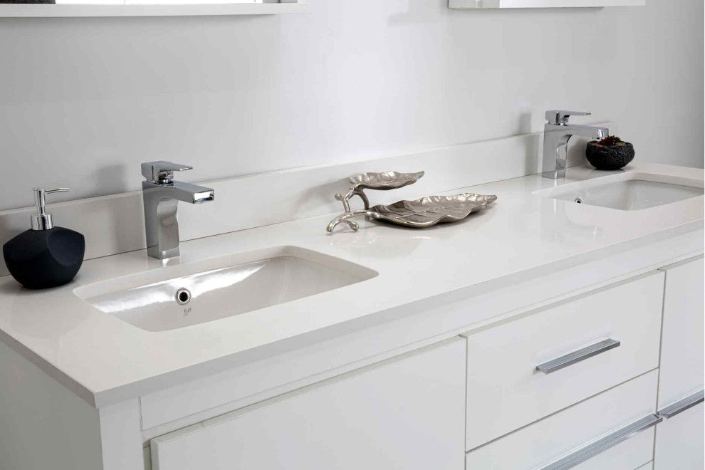 Mila Collection 72" Bathroom Vanity With Sink, Mirror, Countertop, Snow White